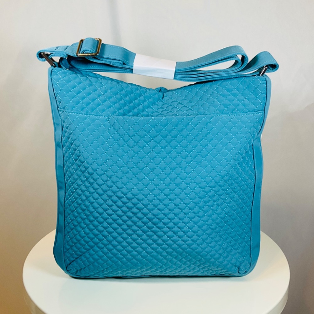 🌸Vera Bradley Triple Zip Hipster Crossbody Bag Purse Aqua Blue Spring Break - Picture 3 of 6